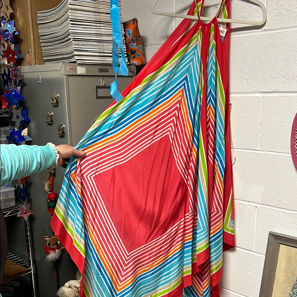 TRINA TURK XL Colorful Striped Halter Dress